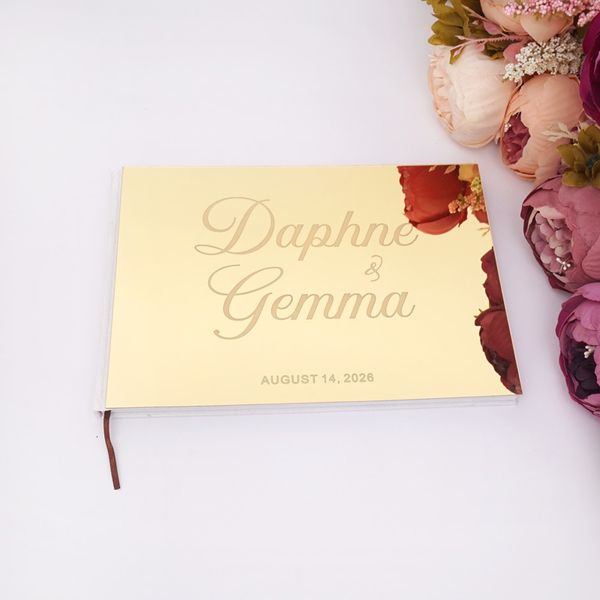 Other Event Party Supplies 25x18cm Custom Wedding Horizontal Signature Guestbook Acrylic Mirror White Blank Personalized Books Party Favors