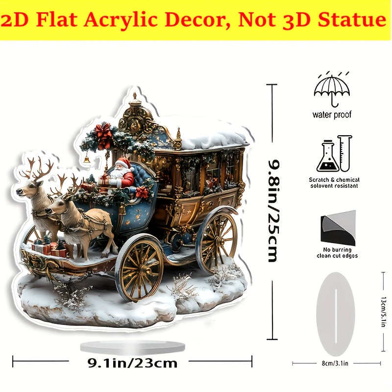 TEMU 2d Flat, Christmas Santa Claus Acrylic Tabletop Decor - Unique Christmas Ornament For Home, Office & Cafe - Gift (9.8x9.1 Inches), For Christmas