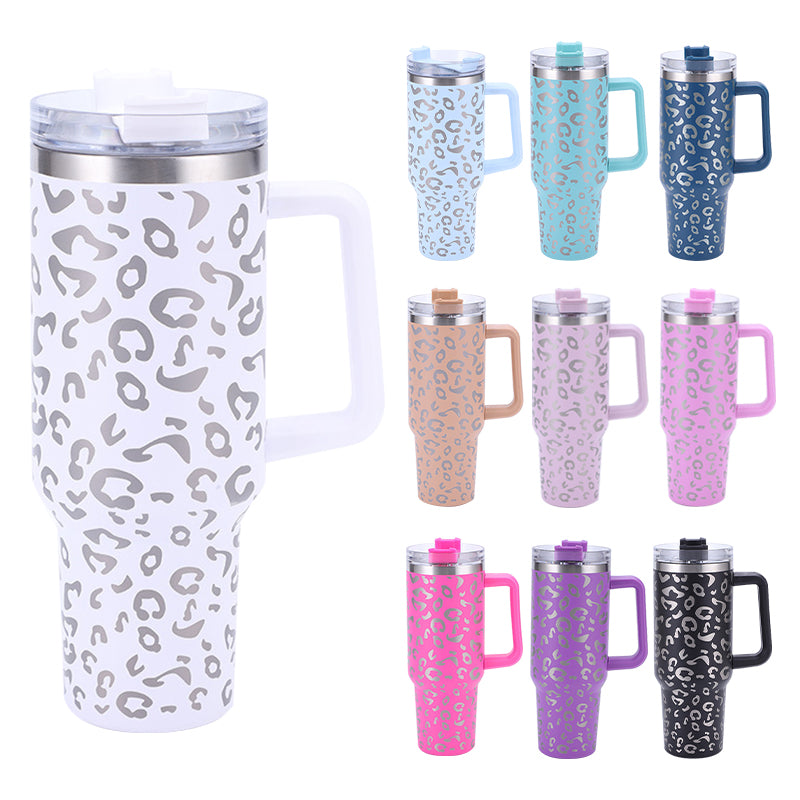 40oz Tumblers Leopard 304 Stainless Steel Insulated Cup 40oz Automotive Cup with Handle Bingba Beer Cup