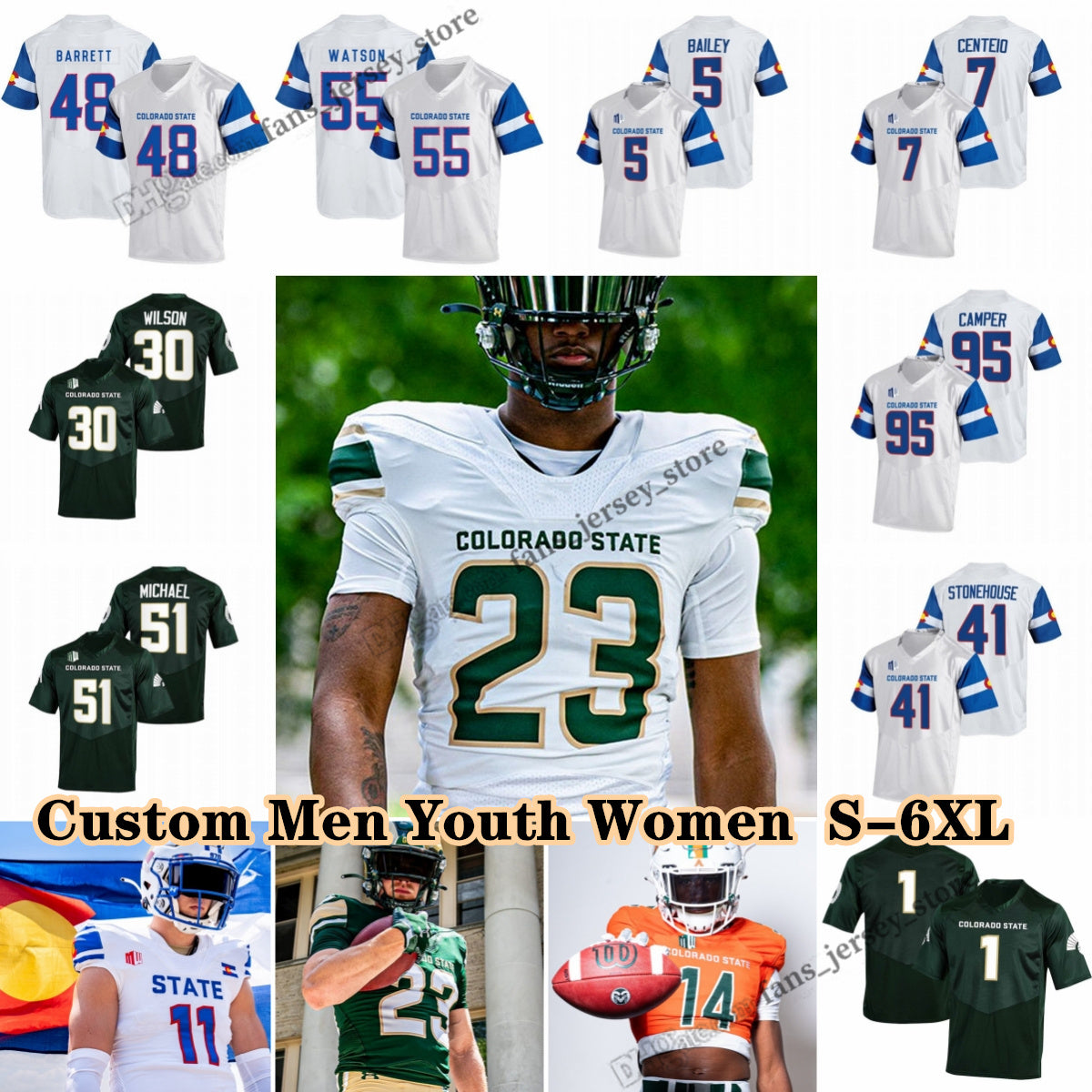 NCAA S-6XL Colorado State Rams College Football Jerseys 16 Brayden Fowler-Nicolosi Vann Schield Tory Horton Jack Howell Henry Blackburn Clay Millen