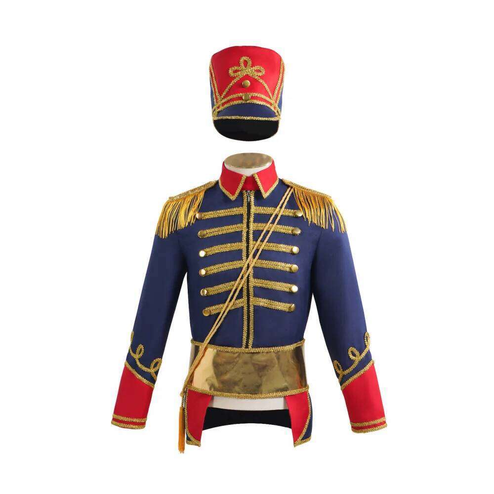Adult Halloween Nutcrackers Costume Drum Trumpet Team Royal Honor Guard Party Uniform Outfit Tassel Circus Ringmaster Jacket Top