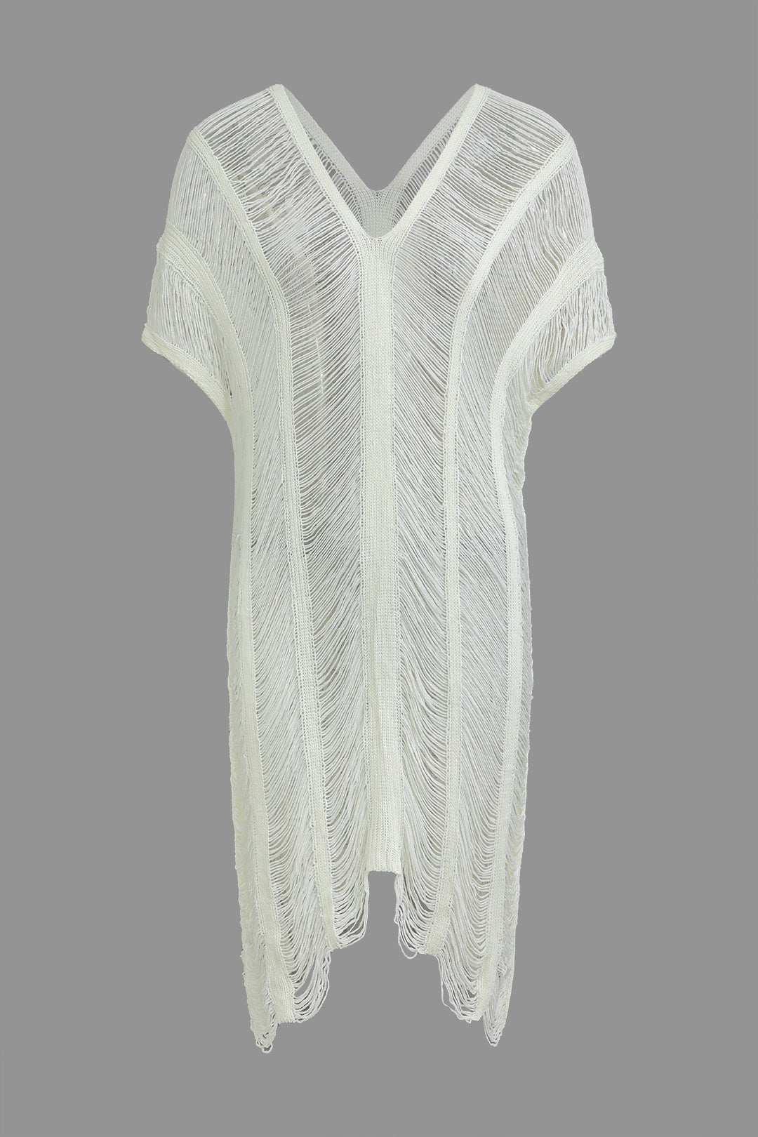 Distressed Laddered Knit Cover Up Dress