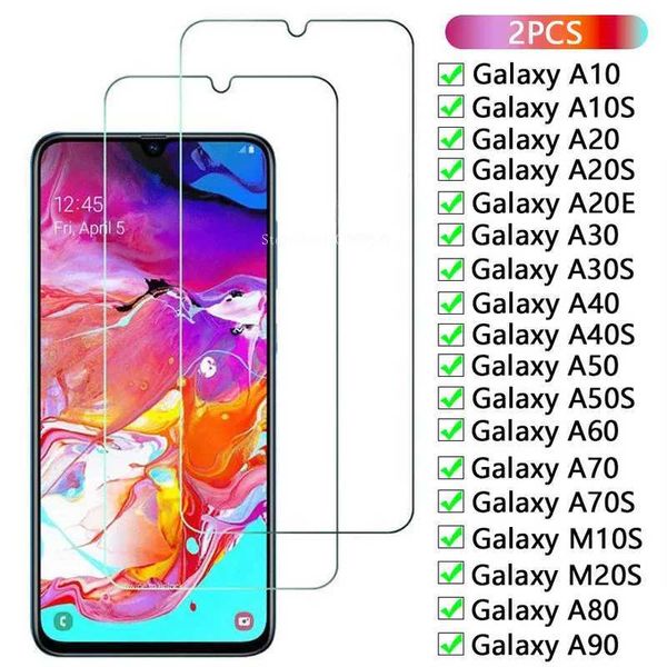 2PCS Tempered Glass for A10 A20 A30 A40 A50 A60 A70 A80 A90 Screen Protectors for Galaxy A10S A20S A20E A30S M10S M20S O250116