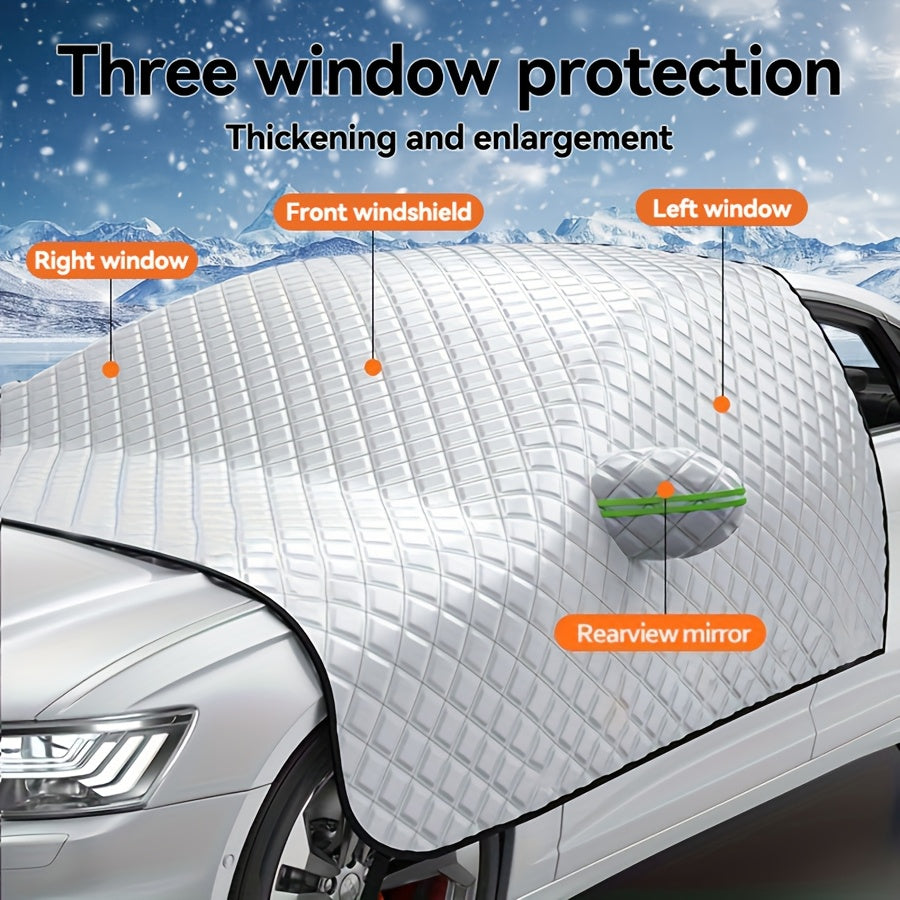 TEMU Car Windshield Snow Cover Protection For Snow, Ice, Uv, Frost Wiper & Mirror Protector, Windproof Sunshade Cover For Cars, Compact Suv Sunshade