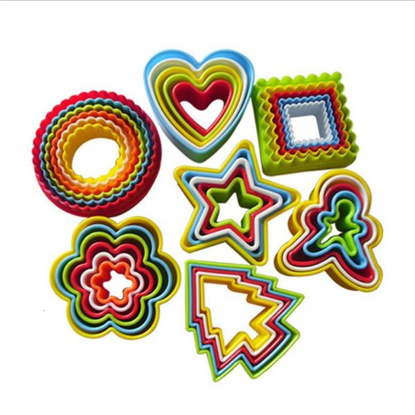 Baking Moulds 5Pcs Biscuit Mould Cookies Cutter Molds Plastic Cake Plunger Forms For Decorating DIY Kitchen Tools 230809