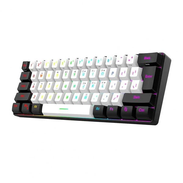 Wired Mechanical Gaming Keyboard RGB Light Design 61 Keys Compact Design Lightweight Computer KeyboardM240715