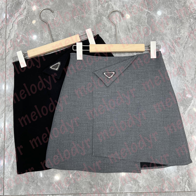 Classic Letter A Line Skirts Designer Women Business Dress Fashion Slim Solid Color Irregular Skirts Casual Dresses