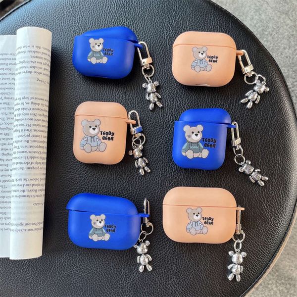 ddmygifts Matte Bear Suitable Pro Bluetooth Wireless Earphone Cover 1-2-3 Generation Pendant Soft Case for Men and Women A