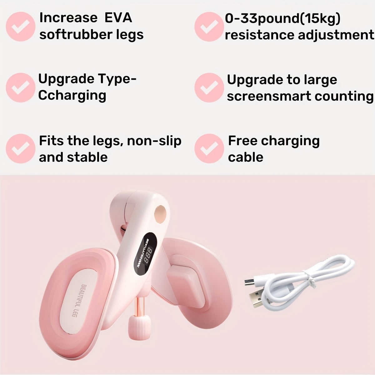 TEMU Smart Kegel Exerciser With Counter - Home Pelvic Trainer For Core Toning & Leg Sculpting, Postnatal Fitness Equipment, Hip Thigh Toner, Free