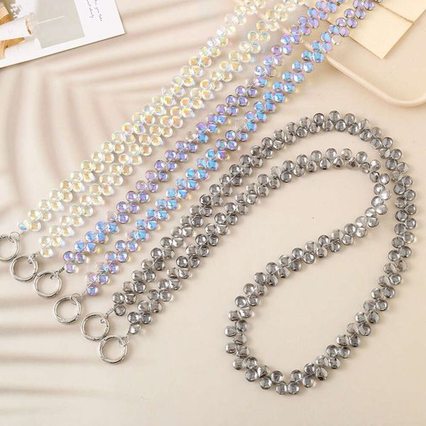 ddmygifts Personalized and creative new long flat bead crossbody chain luggage keychain accessories, light luxury mobile phone rope hanging