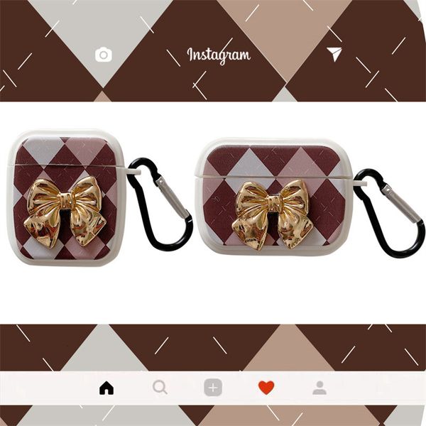 ddmygifts Lingge Gold Bow Suitable for Pro1-2-3 Generation Bluetooth Wireless Earphone Cover Soft Shell Creative A