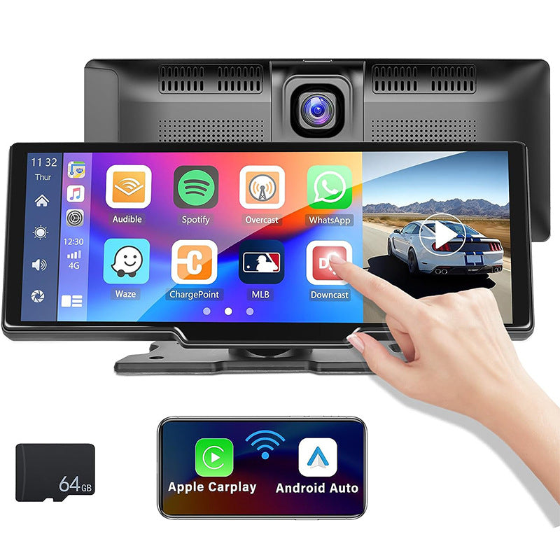 10.2 inch HD Touch Screen Car GPS Navigator With 64GB Card Built-in DVR for Vehicle - Supports CarPlay & Android Auto, Mirror Link