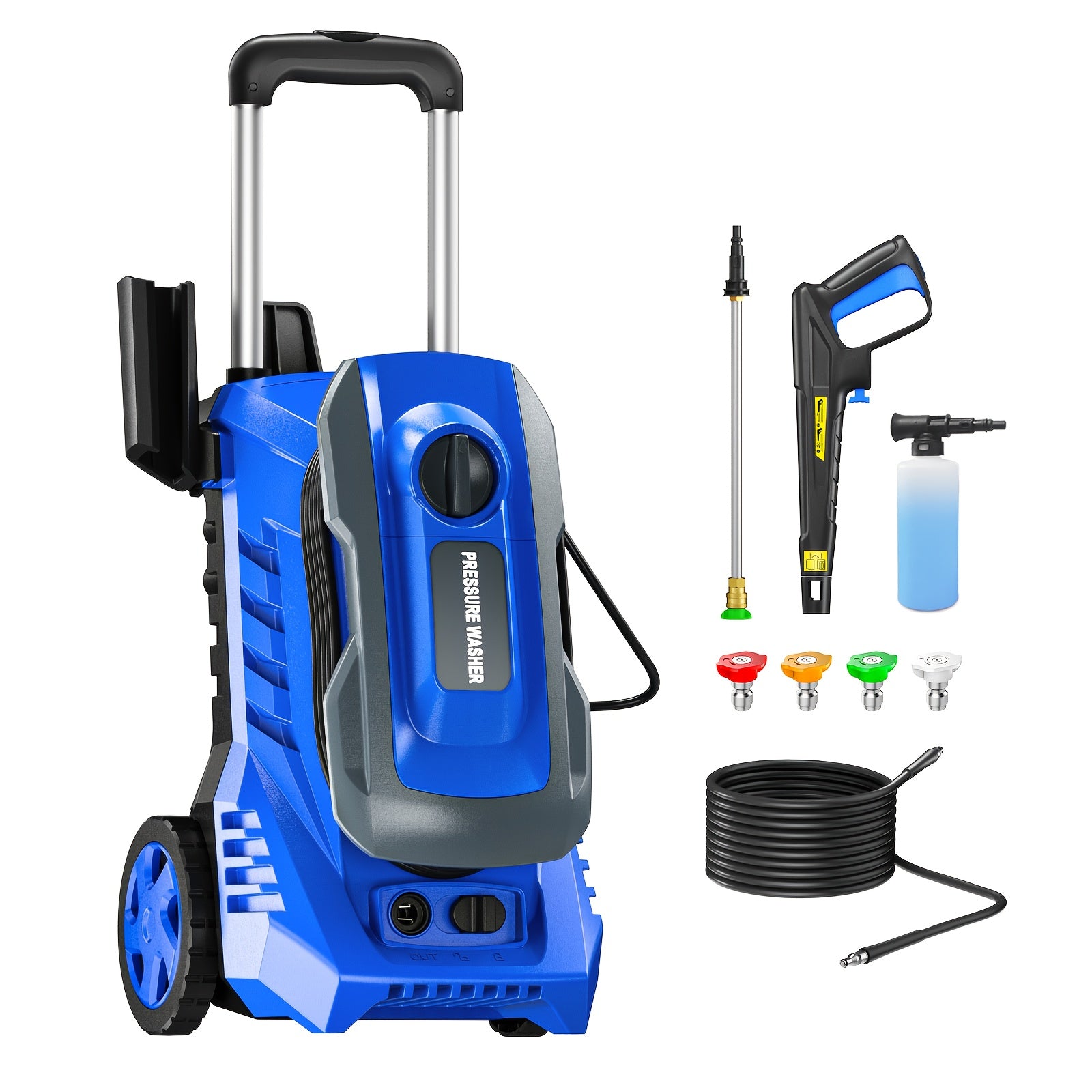 TEMU 2025 Upgraded 5000psi Heavy Duty Electric Pressure Washer With 25ft Hose, 4 Nozzles & Foam Cannon - 2.8gpm , Durable Plastic Construction, Us
