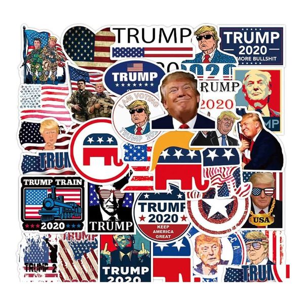 Car Stickers 50 Pcs Donald Trump Decals Vinyl Waterproof For Laptop Bumper Skateboard Water Bottles Computer Phone Drop Delivery Mob Dhlee