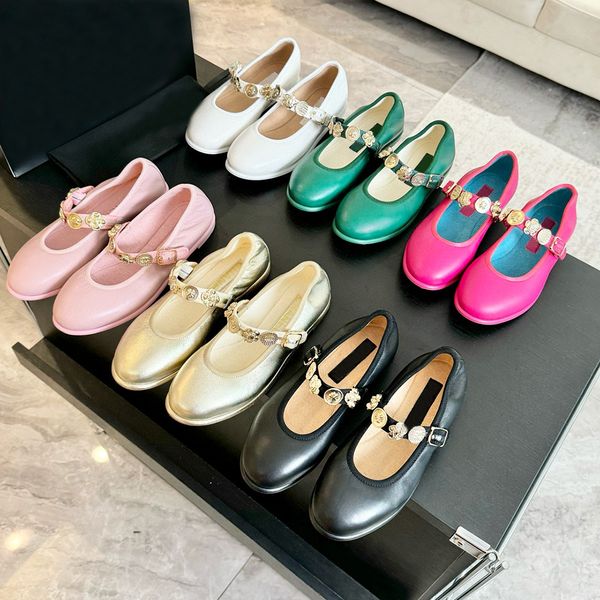 Top quality Classic Mary Jane shoe Round toes Flat loafers Ballet flats with strap leather Luxury designer Chunky Heel Flat shoe Office Vaca