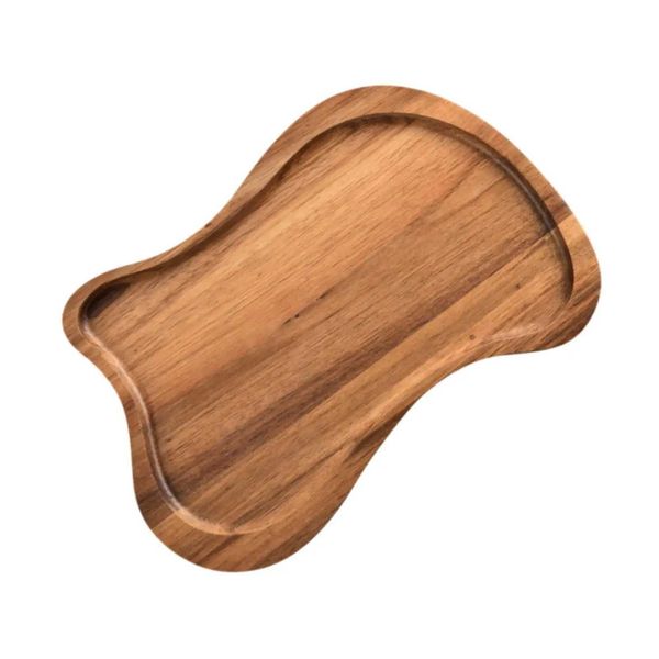 Decorative Plates Wood Serving Platter Tea and Coffee Table Tray Irregular Multipurpose Wood Plate Decorative Tray for Coffee Food Cupcake T