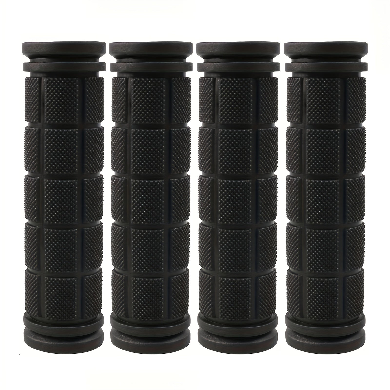 TEMU 4-pack Black Rubber Bicycle Grips, Pvc Material, Universal Fit Replacement Handlebar Grips For Scooters, Folding Bikes, Tricycles