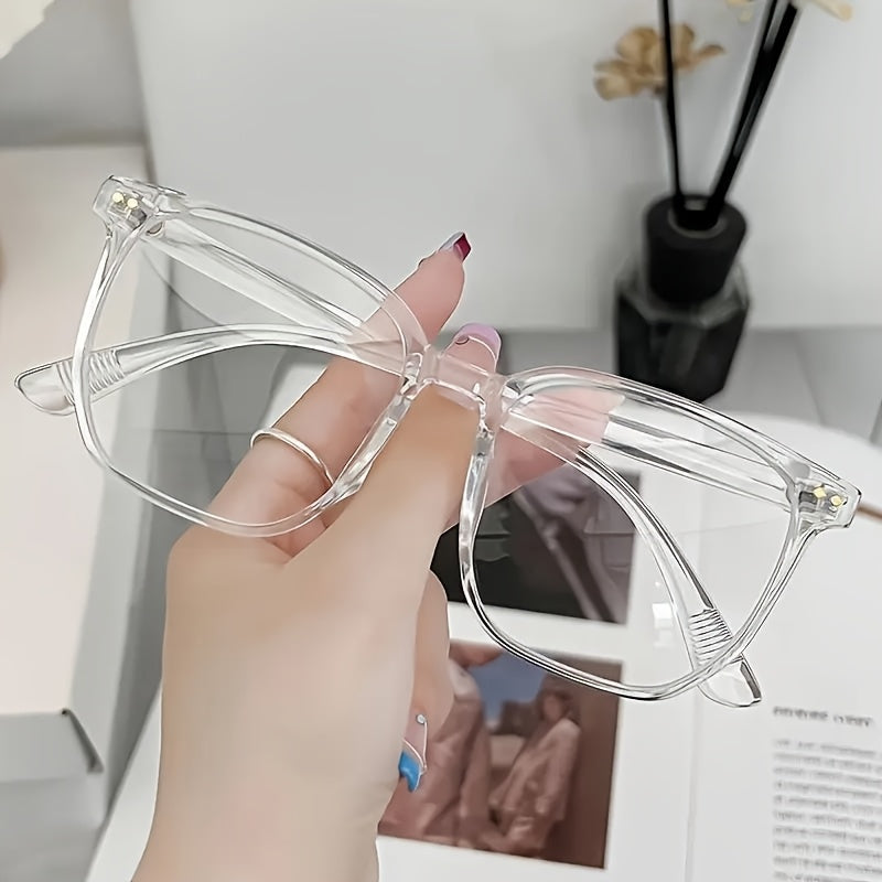 TEMU 1pc Blue Light Blocking Glasses For - Transparent Square Frame Computer Tv Phone Gaming Eyewear, Korean Style Eye Fatigue, Tech Accessory,