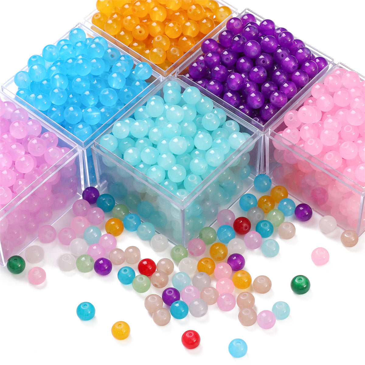 DIY Glass Jelly Beads Solid Color Imitation Jade for Crafting Necklaces and Other Jewelry Projects