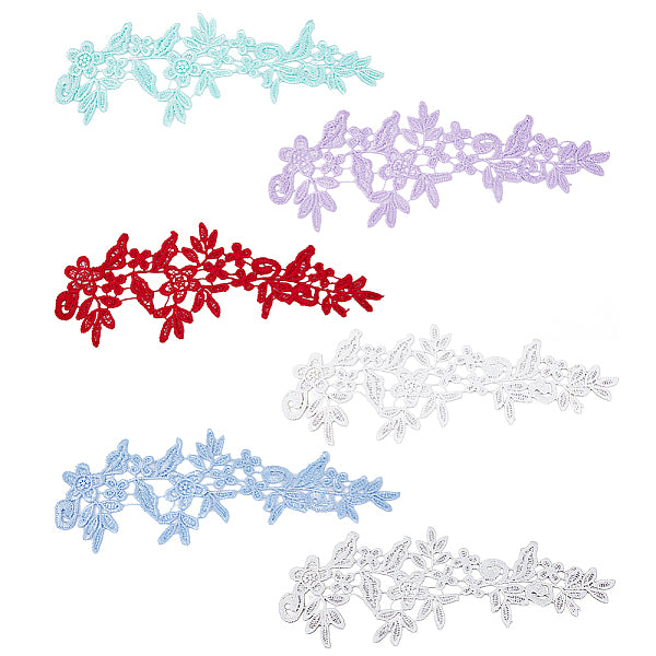 6 paio di toppe in pizzo ricamato in poliestere a 6 colori