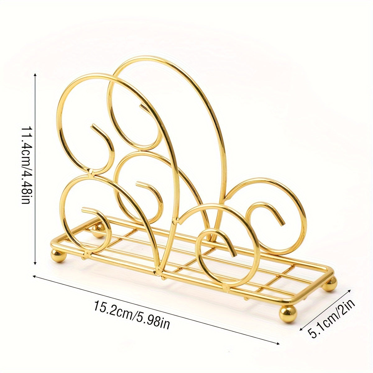 TEMU 1pc Cast Iron Napkin Holder Stand - Half- With Scrollwork, Black Finish Tabletop Organizer For Kitchen, Dining, Cafe & Hotel Use - Elegant Table