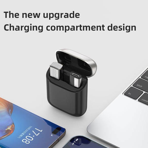 Wireless Lapel Microphone Portable Mini Mic Noise Reduction SX960 Audio Video Recording Microphone For iPhone Type-C With Charging Box