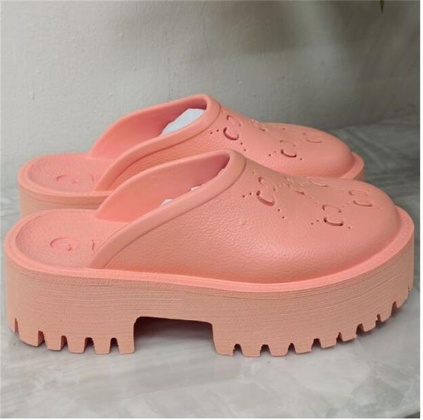2023 classic fashion Women&#039;s platform perforated slippers sandal Summer Shoe Top designer womens slippers Candy colors Clear High Heel