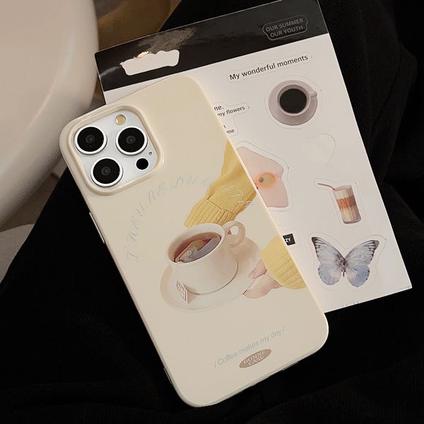 ddmygifts Niche Ins Coffee Time iPhone 14 Case Apple 15 Art 13Pro Max Silicone 12 Suitable for 11 A