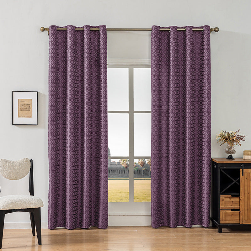 YL-36893 thick double-sided cotton and linen bedroom curtain fabric soundproof full blackout modern simple living room curtain finished product whol