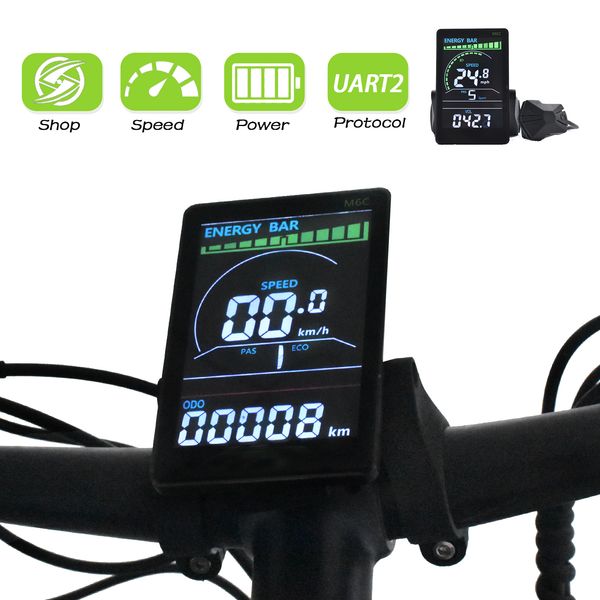 Sleek Dashboard Control Panel with Display for Electric Bikes - Compatible Cycling Assist System Add-On
