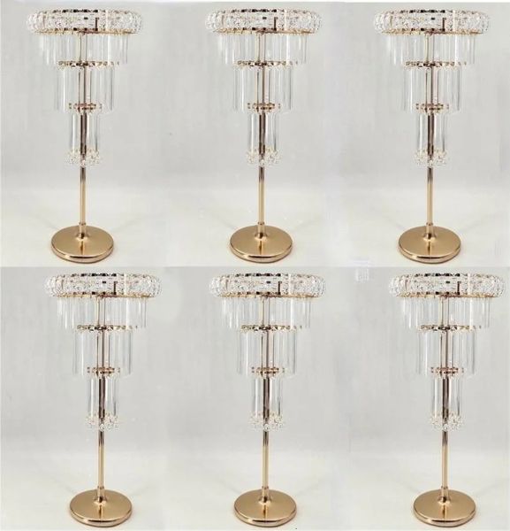 Gold Crystal Flowe Vase Wedding Decoration Table Centerpieces Candelabra Birthday Party Flower Holder Home Decor 240327