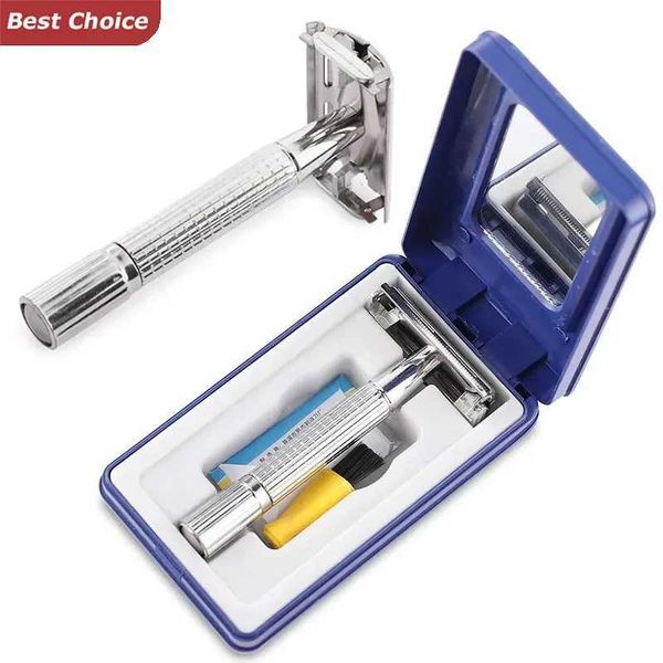 Razors Blades Mens Classic Shaver Stainless Steel Straight Shaver Stand with Folding Blades Professional Barber Styling Accessories G240906