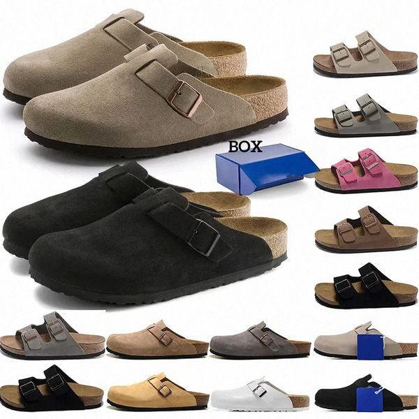 With Box Clogs designers slippers sandals slide Platform Flip Flop Leather suede Women Men Shoes 41ax#