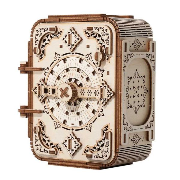 DIY wooden code music box mechanical puzzle assembly building block kit treasure lipstick perfume password box W240903