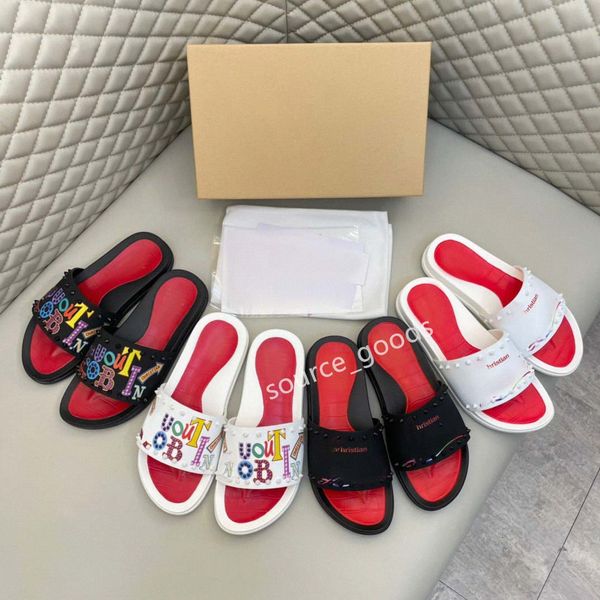 Red bottoms Slippers Sandals Designer Classic Spike Flat Spikes Slide Sandal Thick Rubber Sole Slipper Studs Slides Platform Mules Summer Ca