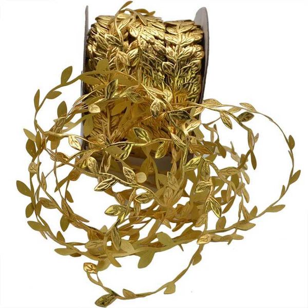 10Meters Gold Leaves Vine Artificial Silk Leaf Handmade Scrapbooking Craft Wreath Wedding Party Decor Fake Flower Rattan Garland Y240801