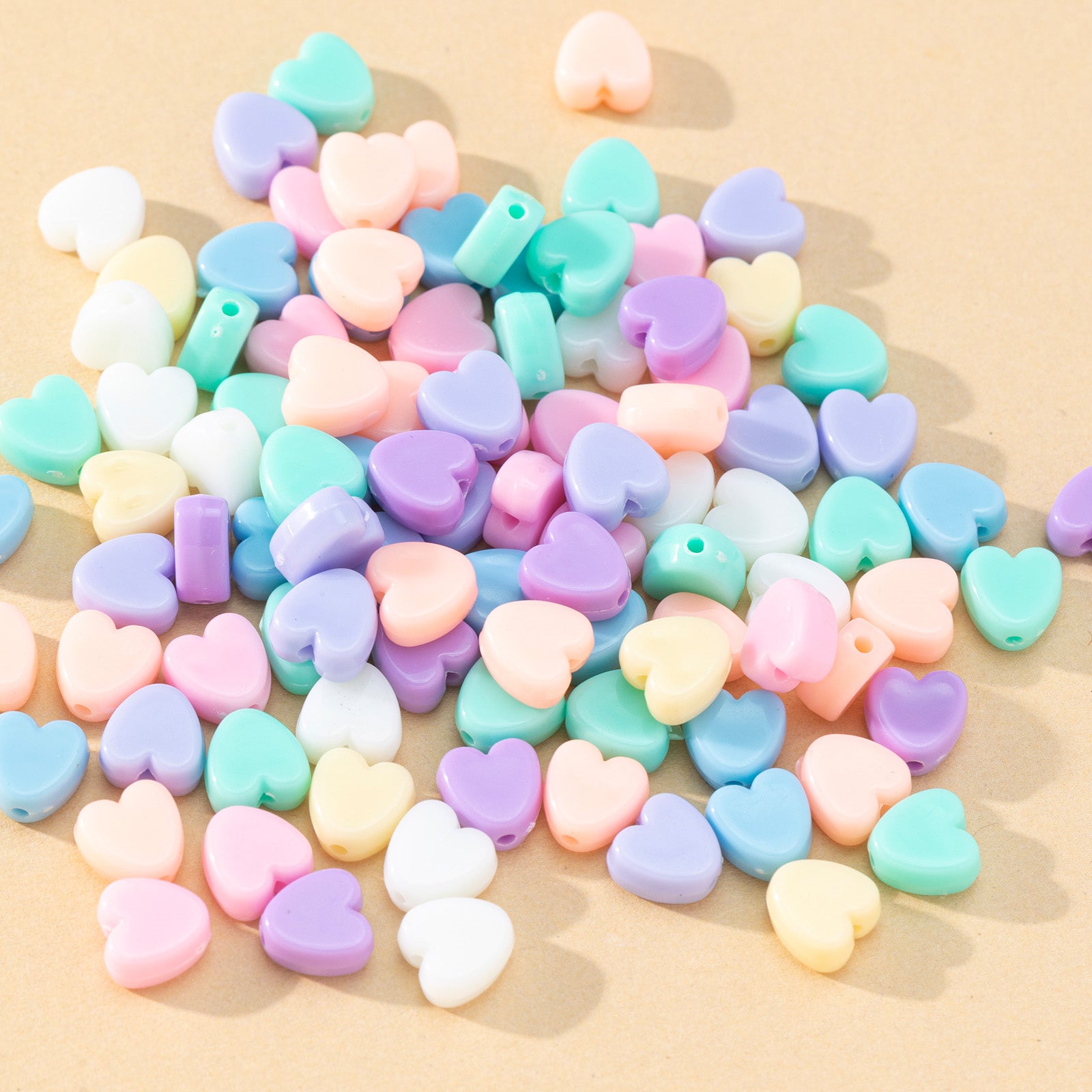 TEMU 100pcs Vibrant Mixed Color Heart-shaped Acrylic Beads For Making - Ideal For Crafting Necklaces & Bracelets, Assorted Pastel & Bright Colors,
