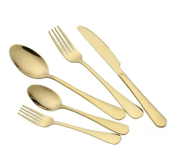 Flatware Sets Gold Silver Stainless Steel Food Grade Silverware Cutlery Set Utensils Include Knife Fork Spoon Teaspoon GG0421 0427 LL