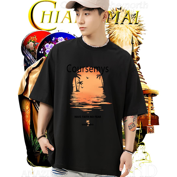 Classic Casual Man T Shirts Customized Men Tops Tees Beach Crew Neck Cotton Cool Tee Shirt
