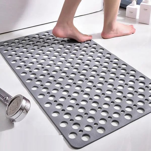 Bath Mats Bathroom Anti-Slip Shower Anti-Fall Floor Plastic Rectangle Carpet Toilet Round Hollow Waterproof Rugs Tpe Suction Pad 221123