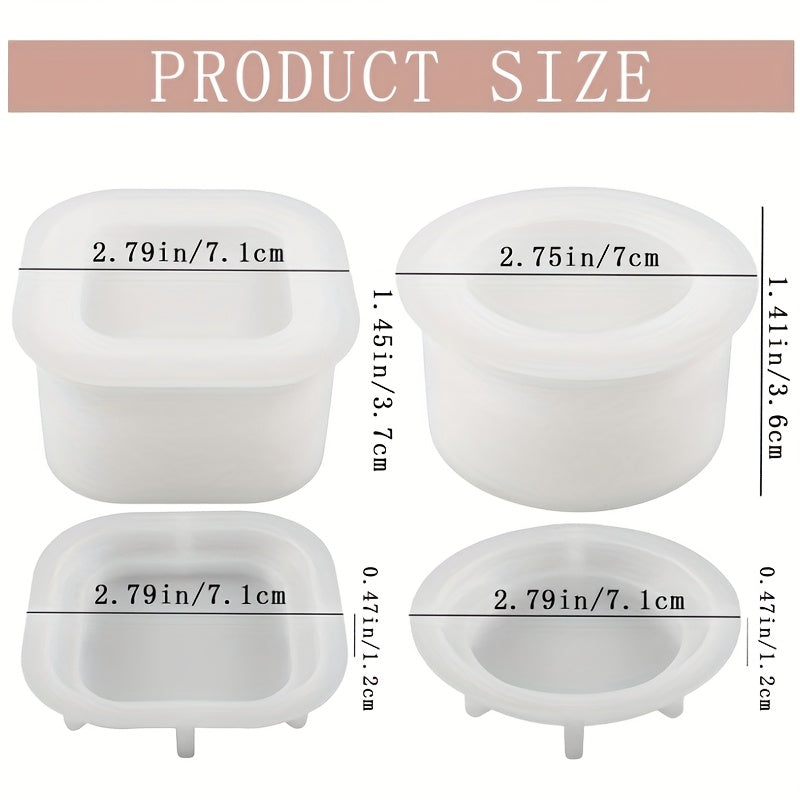 TEMU 2 Sizes Candle Jar Molds, Silicone Concrete Molds For Candle Holder With , Candles Resin Mould Epoxy Resin Casting Molds Diy For Candle Making