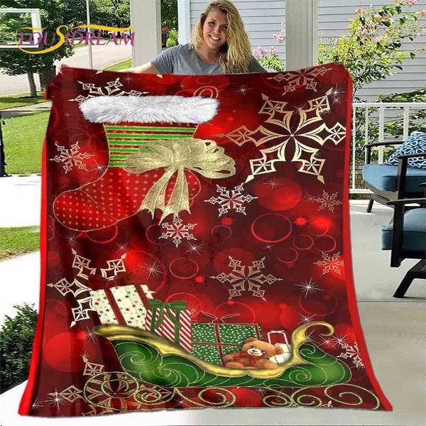 Happy christmas new year cartoon blanket flannel blanket throw blanket soft warm blanket for living room bed sofa giftXJ241210