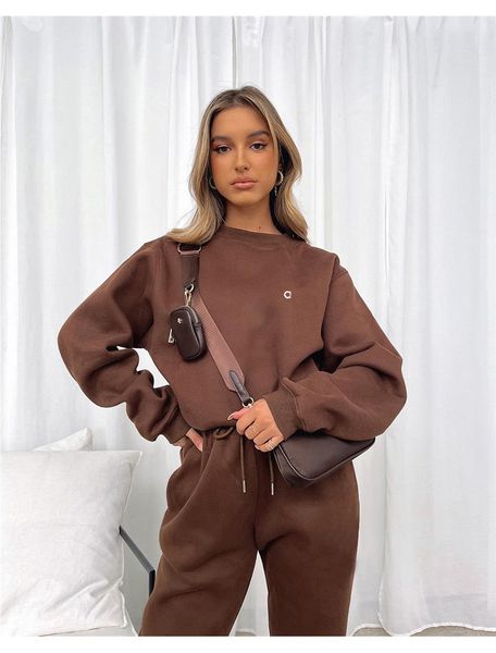Alosweats Sporty Fitness Tracksuit de fitness e calças de moletom com raposa longa com letres de roupas combinando de roupas de time de time