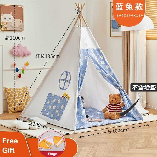 Portable large childrens toy tent 1.35M Wigham folding childrens tent Tipi baby playhouse girl pink princess castle childrens room decoratio