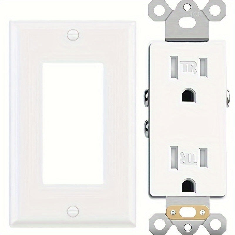 TEMU 15a Decorator Receptacle Outlet Tamper Resistant, Decorative Electrical Receptacle, 15amp 125 Volt, Grounding With Wall Plate