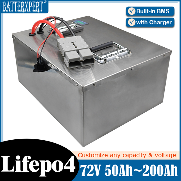 Lithium 80Ah 72V 100Ah 200Ah 120Ah 150Ah Lifepo4 Battery BMS Deep Cycle for 7000W Scooter Motorcycle Inverter + 10A Charger