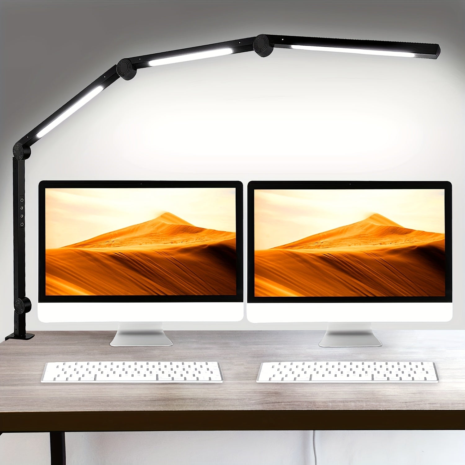 TEMU Led Desk Lamp With Clamp Flexible 4 Sections Swing Arm Sources Desk Light, 4 Color & 5 Brightness, Eye Led Table Light With Memory Function For