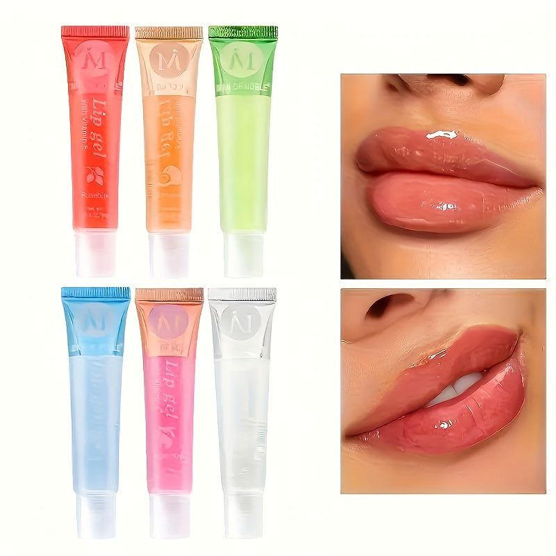TEMU 6-color Transparent Fruit Flavored Moisturizing Lip Oil Lip Gloss, Anti Drying Lips, Durable Waterproof, Not Easy To Remove Makeup, Essential