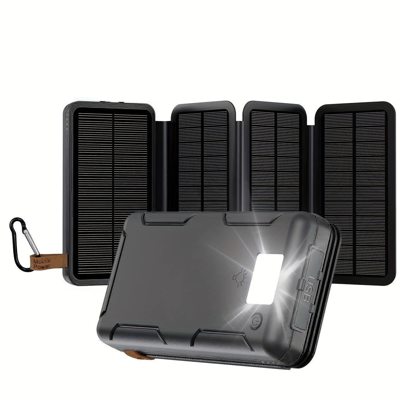 TEMU 38800mah Solar Charger Portable High Capacity Solar Charger With 4 Solar Panels For Smartphone, Tablet And Outdoor Hiking, Camping, Trekking,