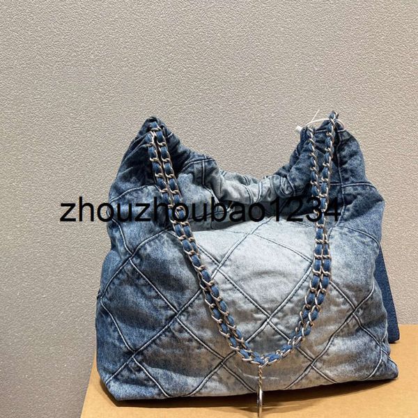 channelhandbag chanal handbag Classic Quilted Womens 22 Denim Shopping Bags Aged Silver Metal Hardware Matelasse Chain Handbag Large Capacit